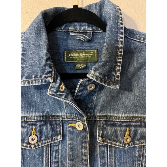 Eddie Bauer Womens Jacket Blue S Small Jean Cotton Denim Classic Washable - Picture 3 of 9